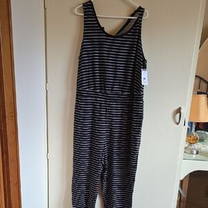 Sonoma Navy and White Striped Jumpsuit